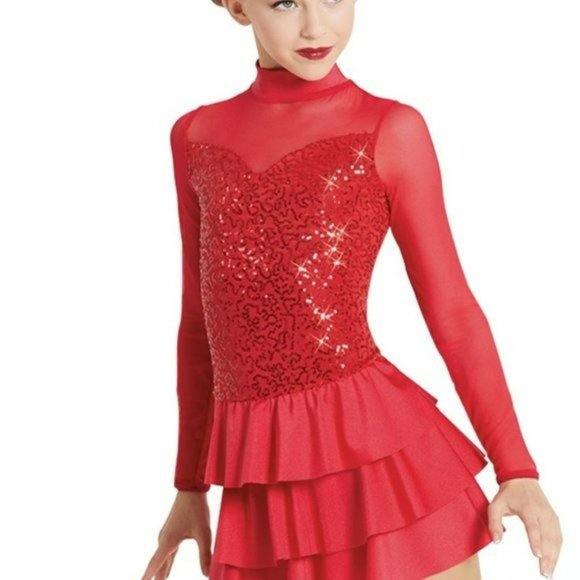 Weissman Costumes Weissman Dance Costume Lyrical Jazz Red Sequin